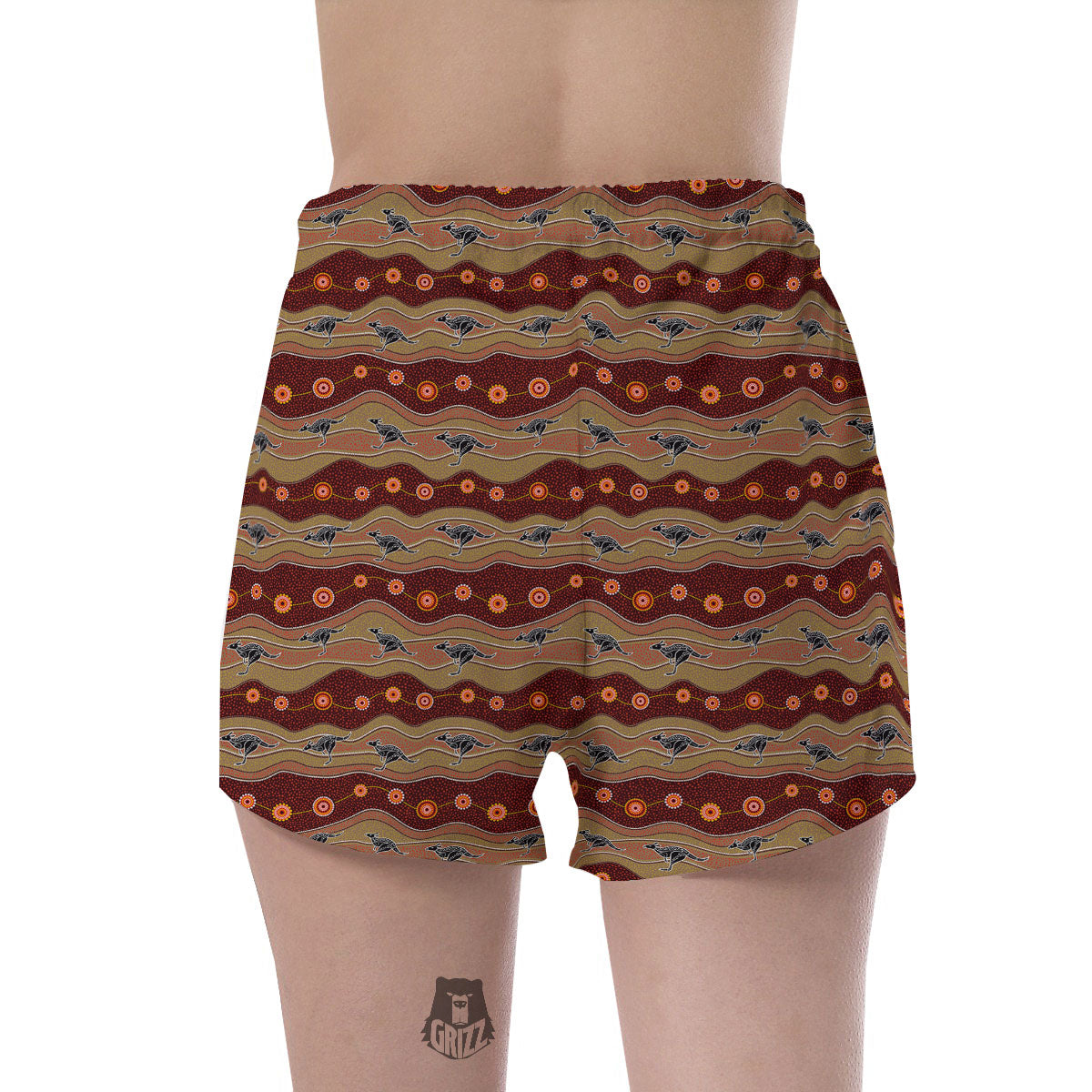 Aboriginal Australian Kangaroo Print Women's Shorts-grizzshop