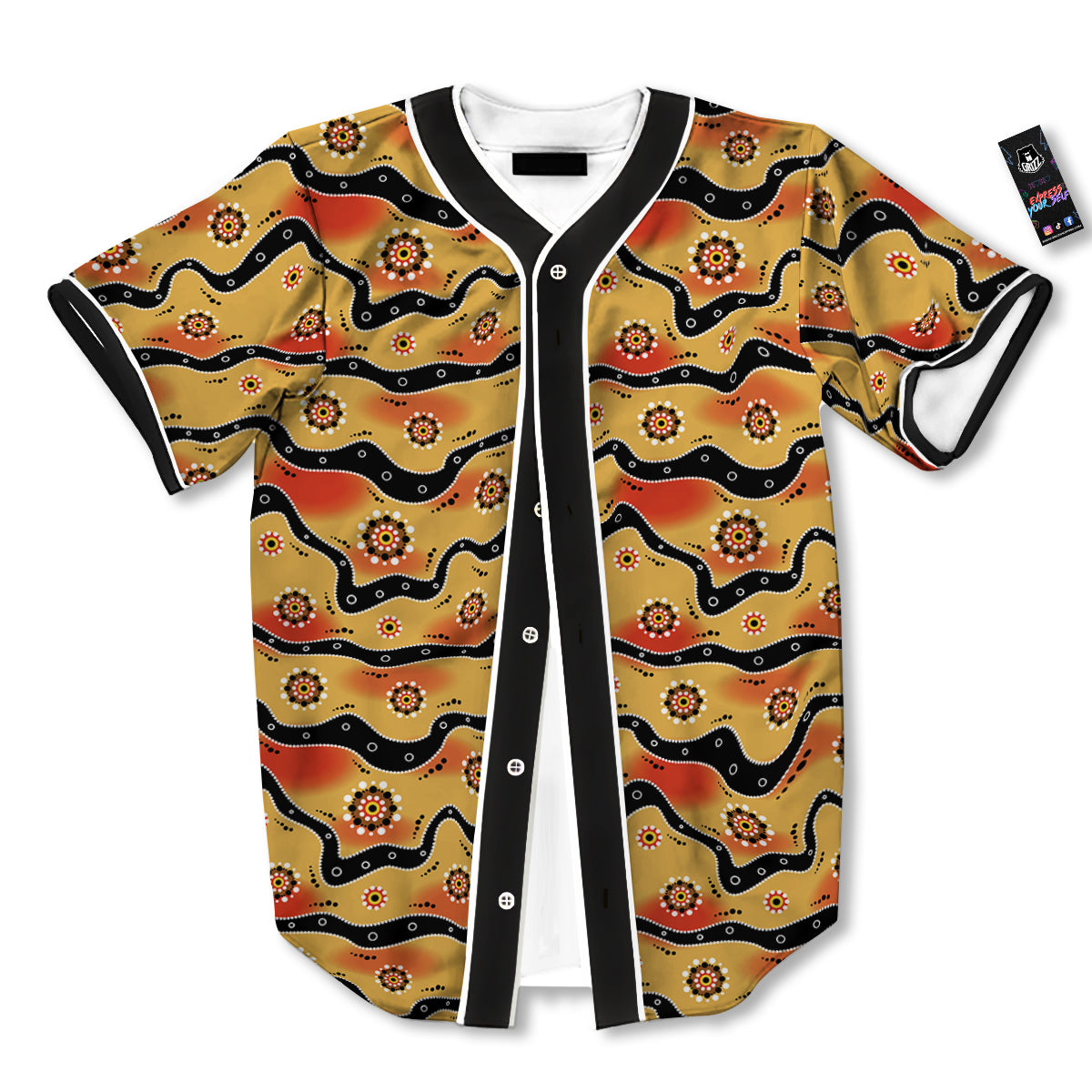 Aboriginal Australian Print Pattern Baseball Jersey-grizzshop