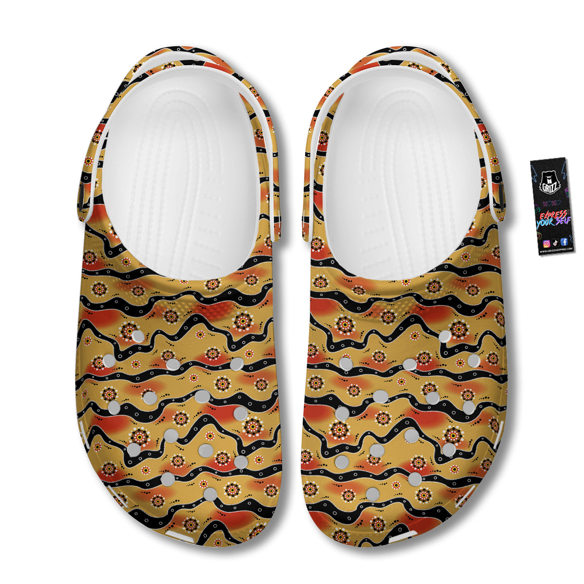 Aboriginal Australian Print Pattern Clog-grizzshop