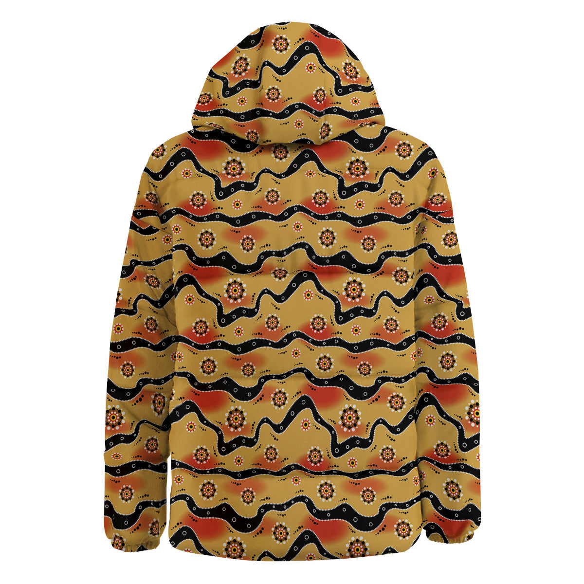 Aboriginal Australian Print Pattern Down Jacket-grizzshop