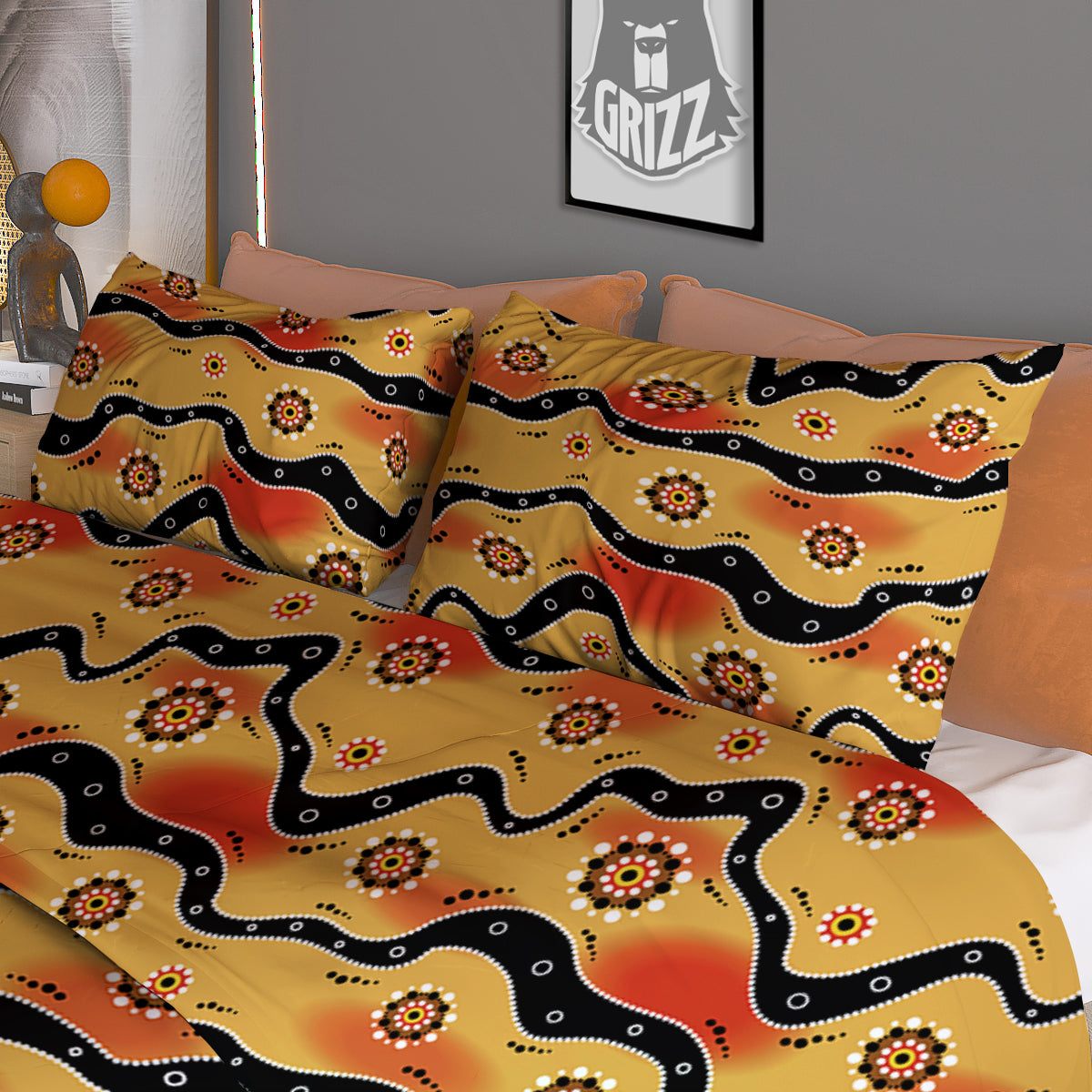 Aboriginal Australian Print Pattern Duvet Cover Bedding Set