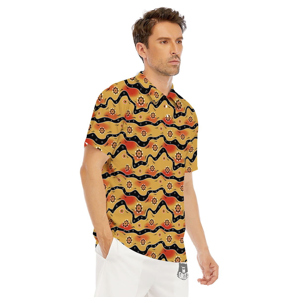 Aboriginal Australian Print Pattern Men's Golf Shirts-grizzshop