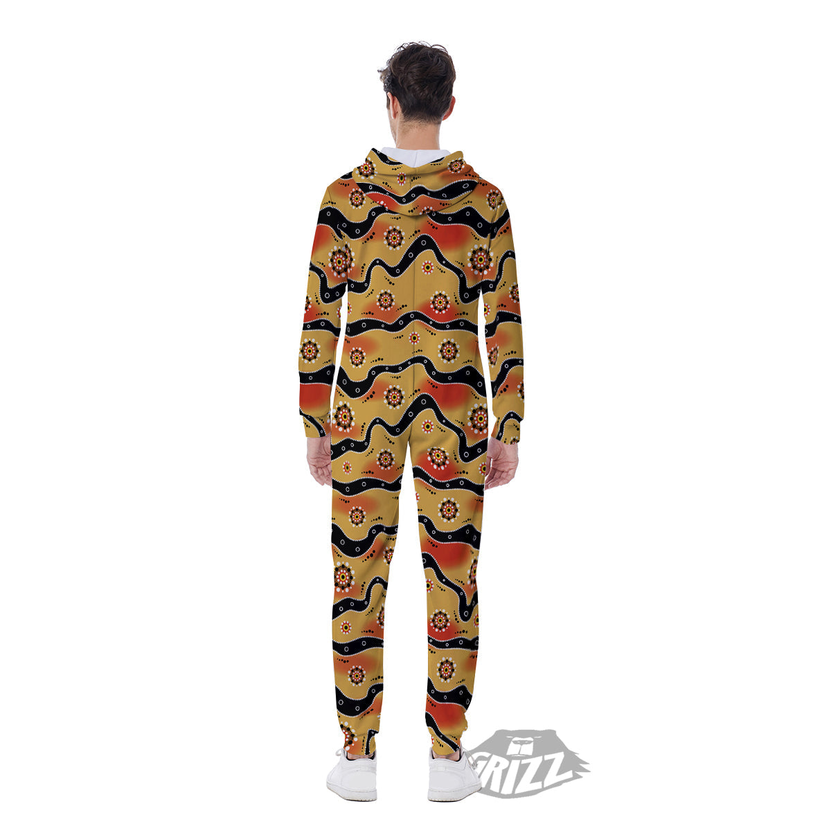 Aboriginal Australian Print Pattern Men's Jumpsuit-grizzshop