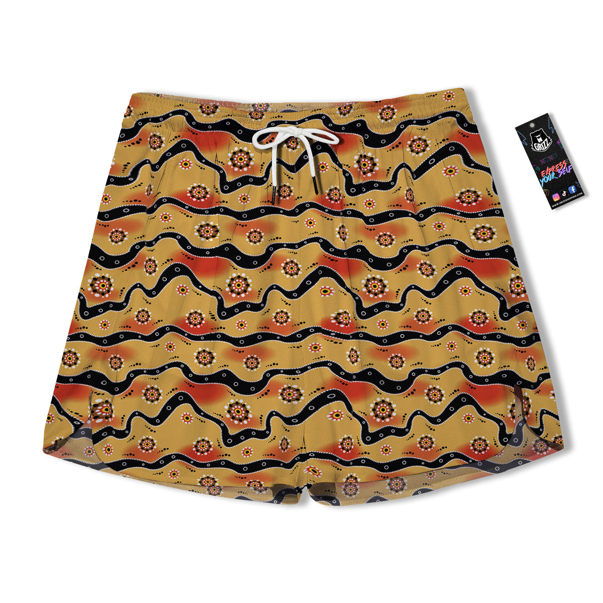 Aboriginal Australian Print Pattern Men's Running Shorts-grizzshop