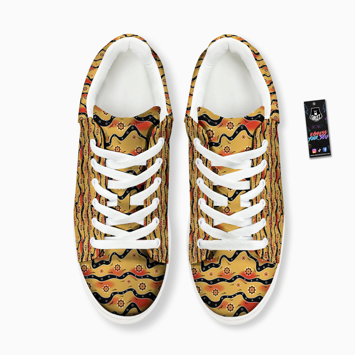 Aboriginal Australian Print Pattern Platform Shoes-grizzshop