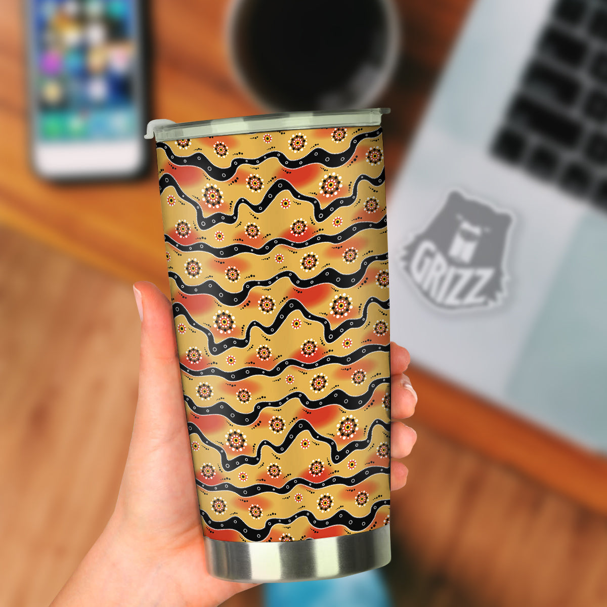 Aboriginal Australian Print Pattern Tumbler-grizzshop