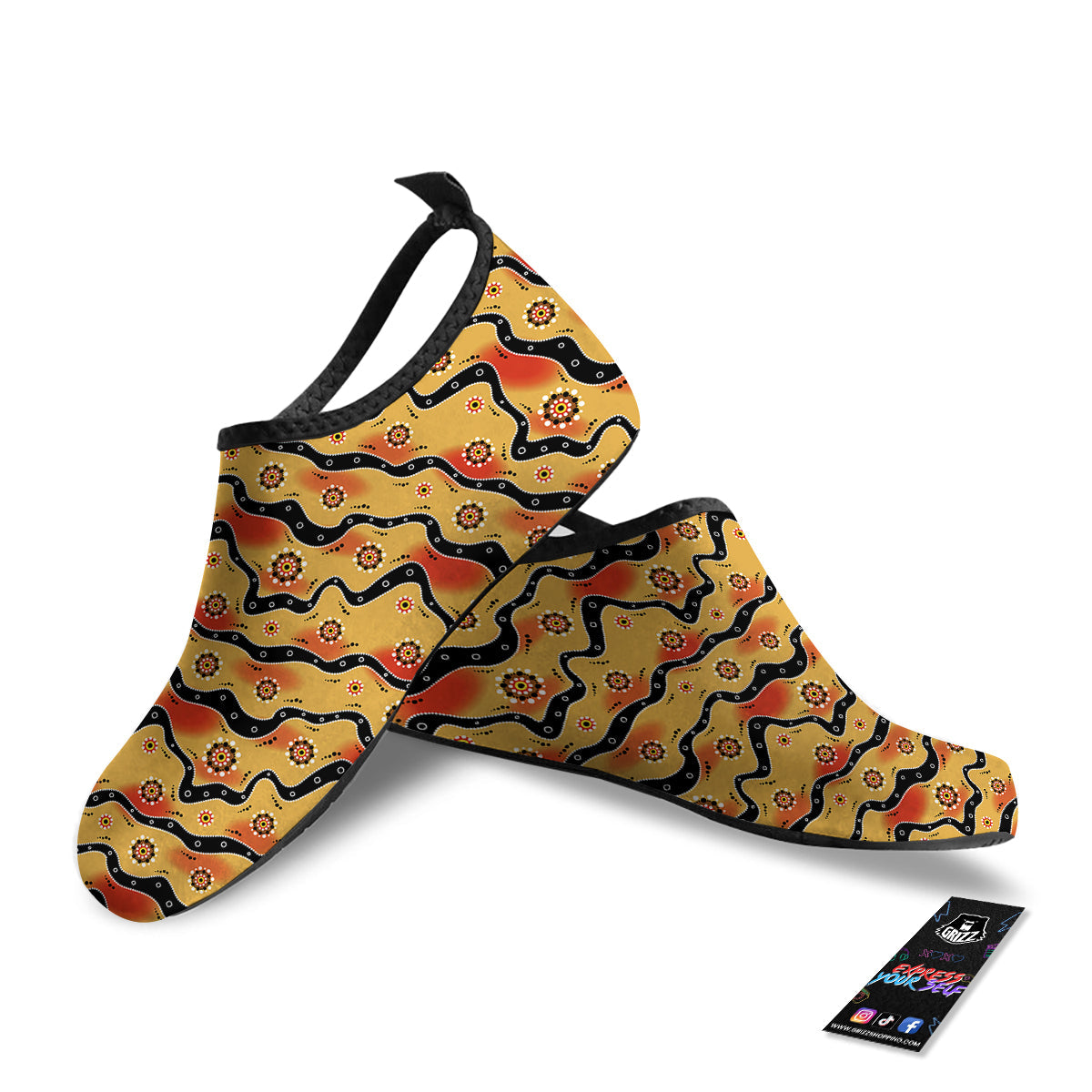 Aboriginal Australian Print Pattern Water Shoes-grizzshop