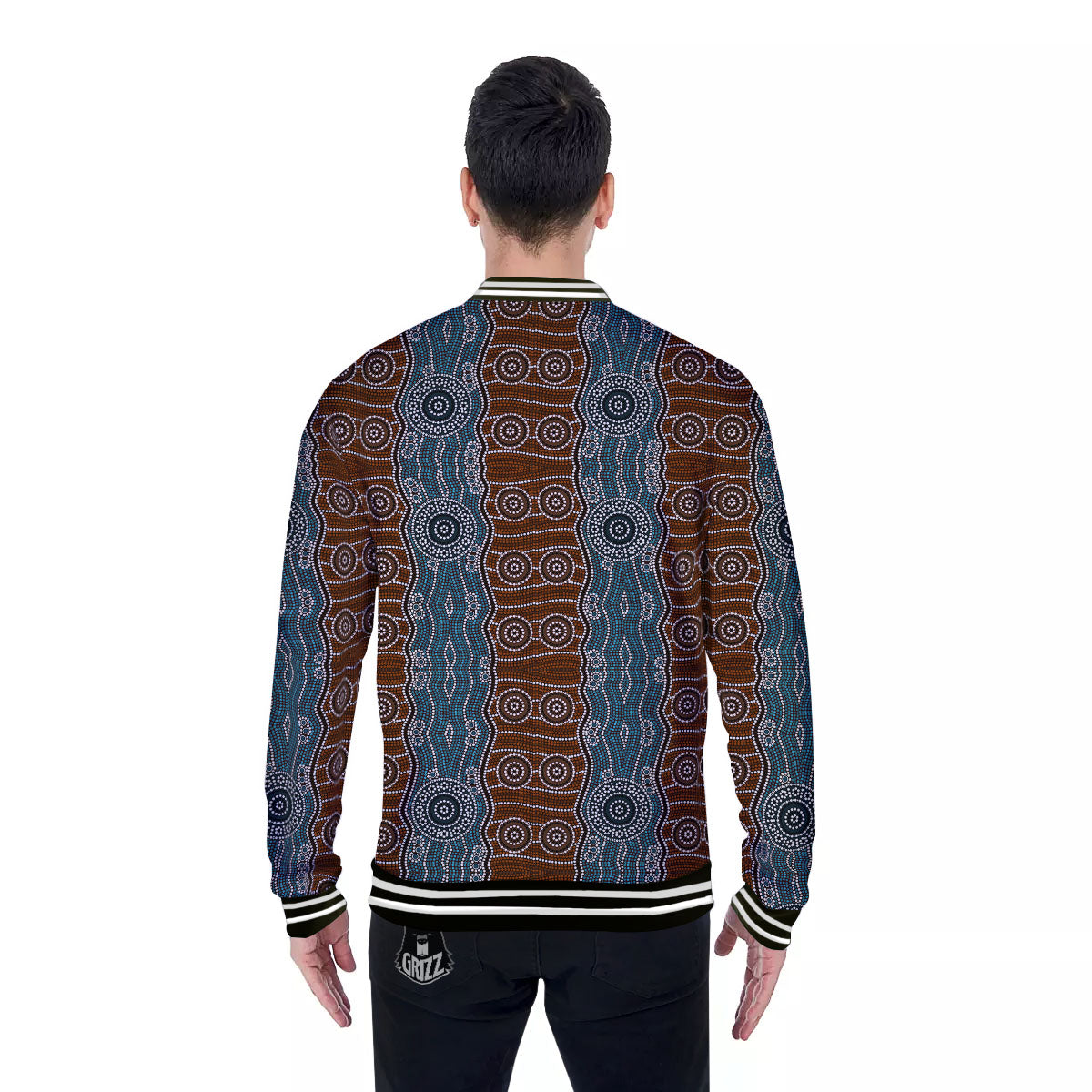 Aboriginal Dot Australia River Print Baseball Jacket-grizzshop