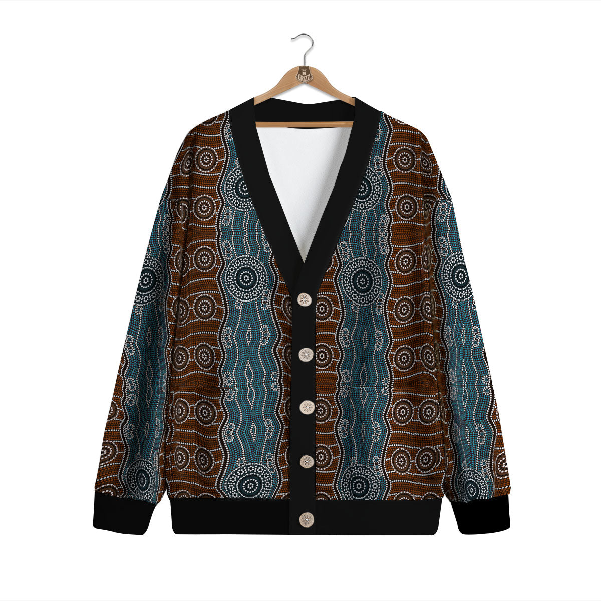 Aboriginal Dot Australia River Print Cardigan-grizzshop