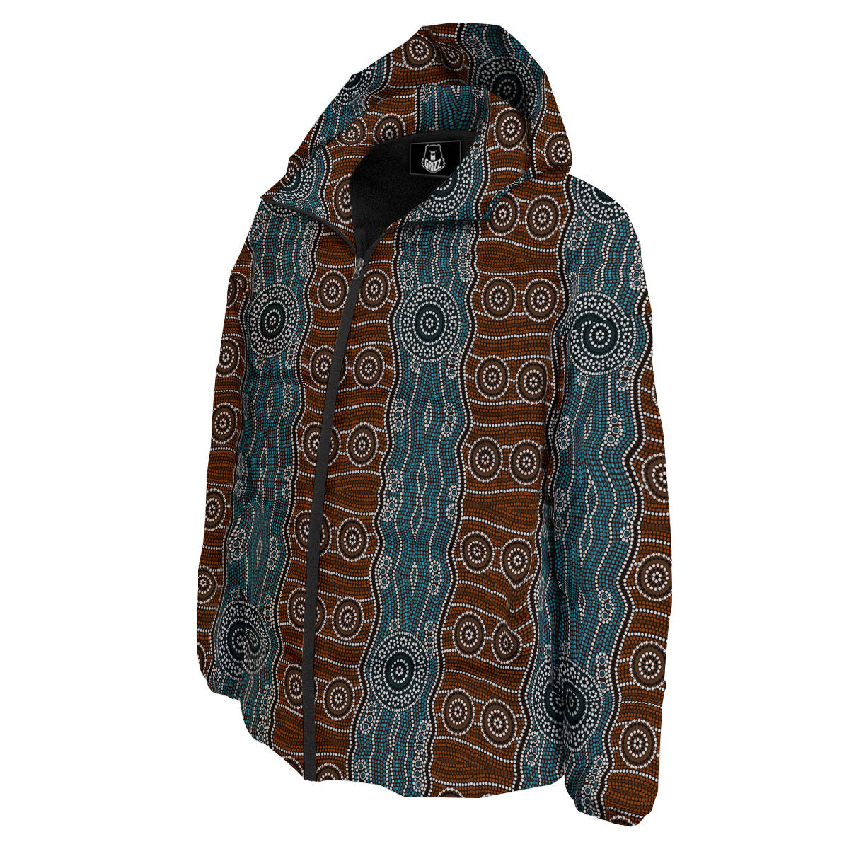 Aboriginal Dot Australia River Print Down Jacket-grizzshop