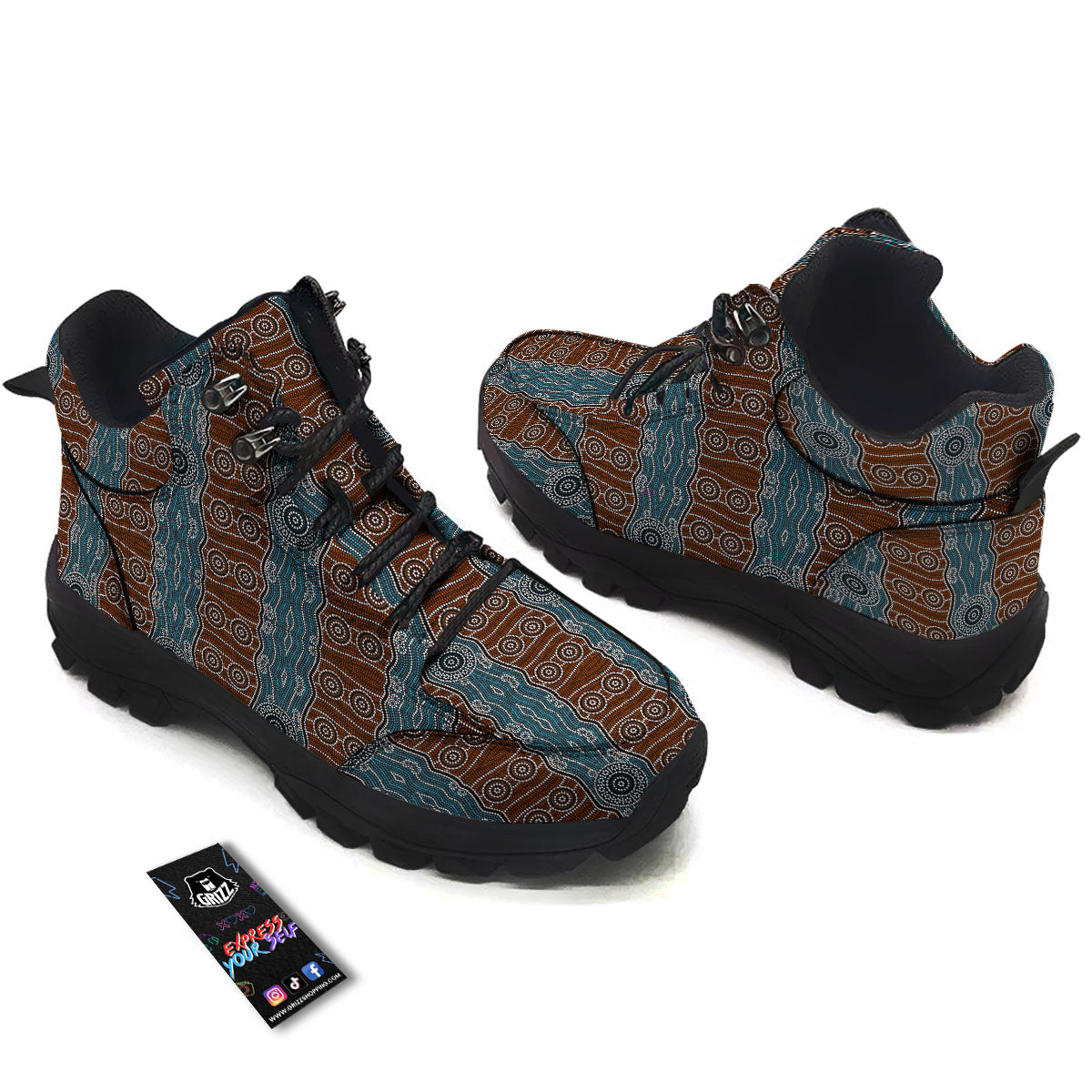 Aboriginal Dot Australia River Print Hiking Shoes-grizzshop