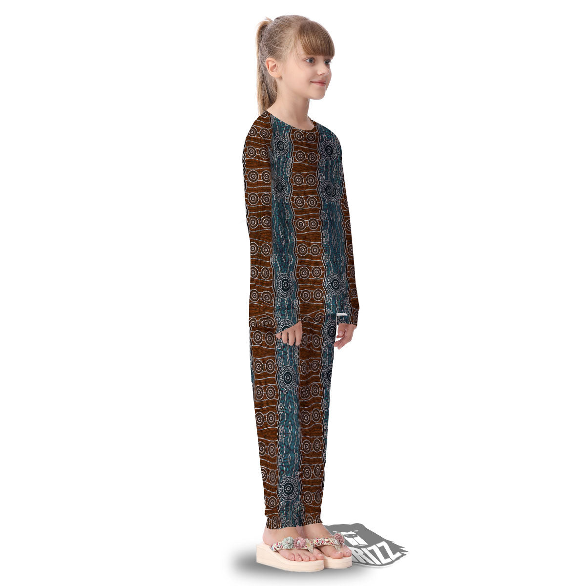 Aboriginal Dot Australia River Print Kid's Pajamas-grizzshop