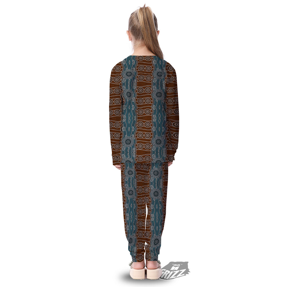 Aboriginal Dot Australia River Print Kid's Pajamas-grizzshop
