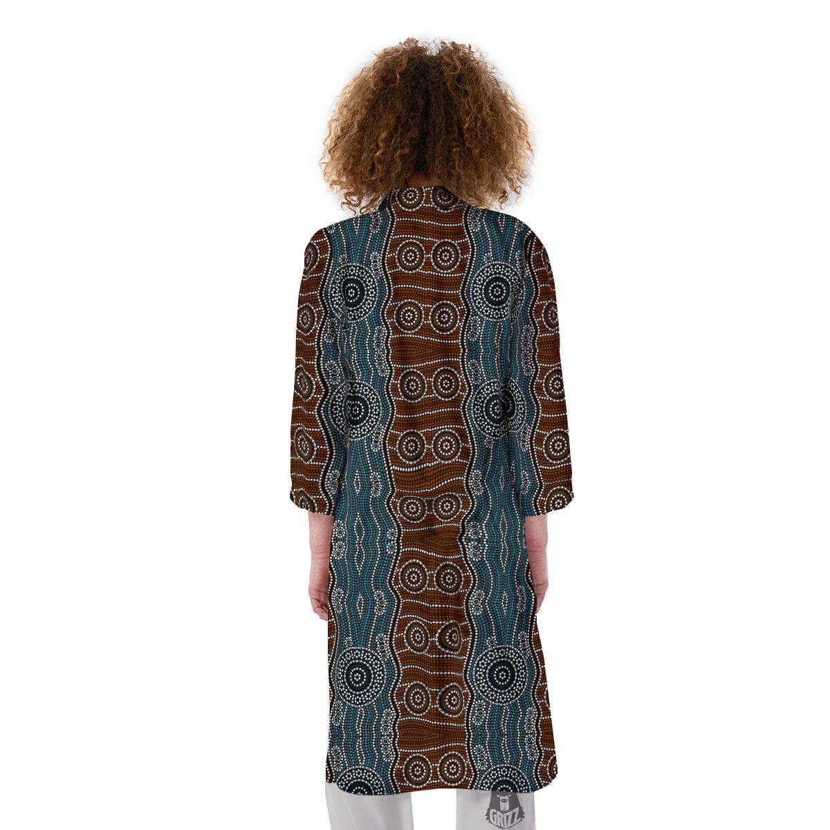 Aboriginal Dot Australia River Print Kimono-grizzshop