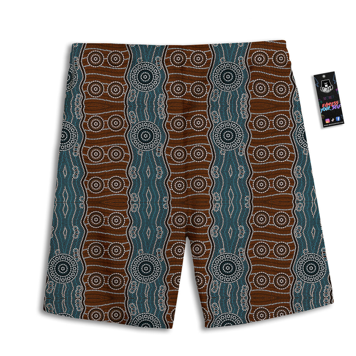 Aboriginal Dot Australia River Print Men's Athletic Shorts