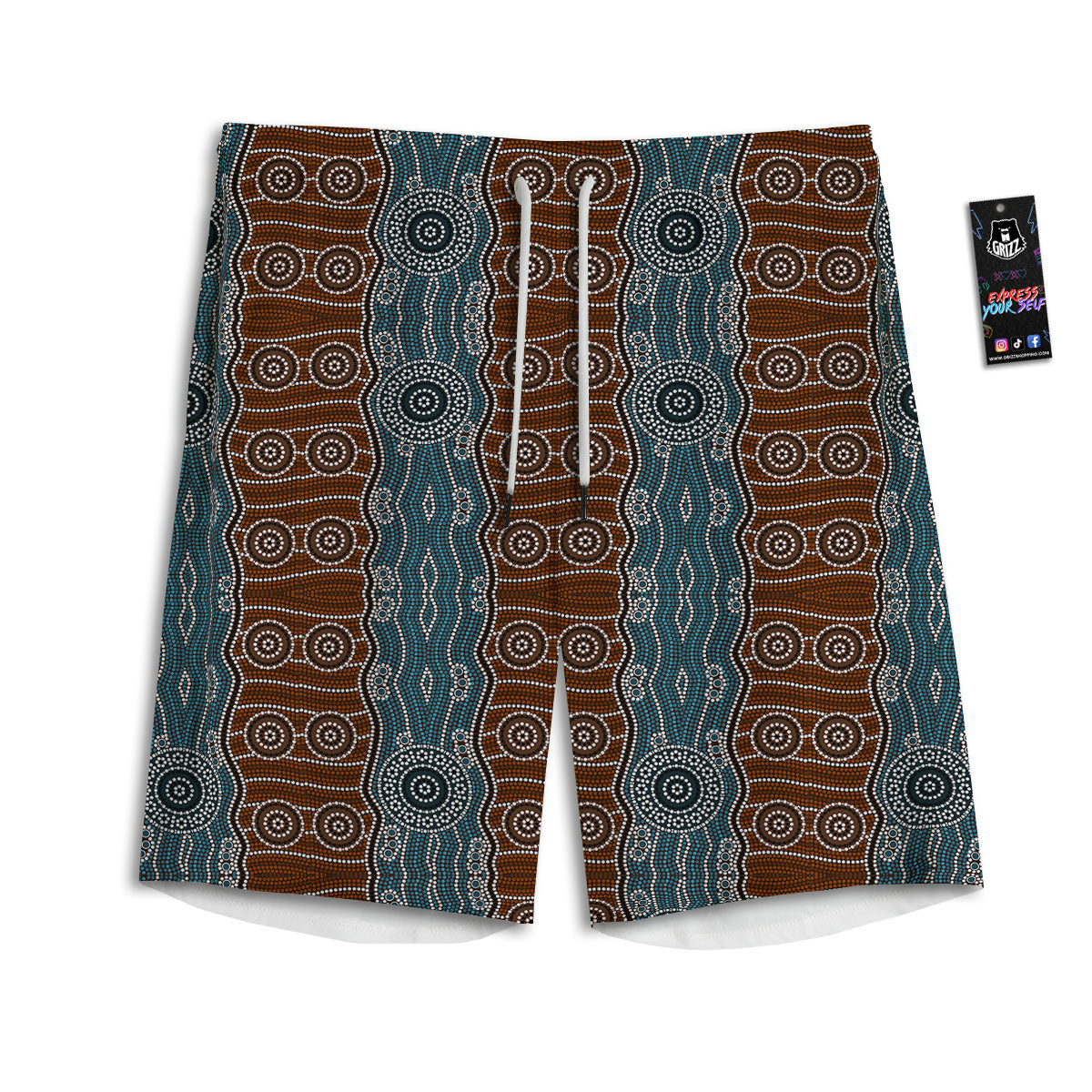 Aboriginal Dot Australia River Print Men's Athletic Shorts