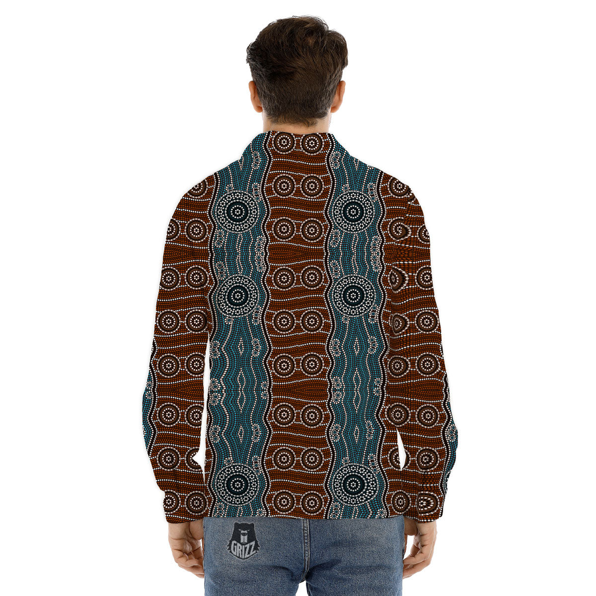 Aboriginal Dot Australia River Print Men's Dress Shirts-grizzshop