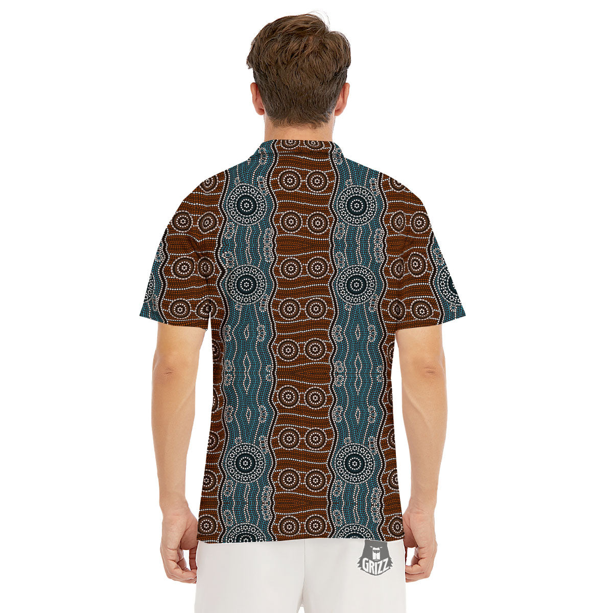 Aboriginal Dot Australia River Print Men's Golf Shirts-grizzshop