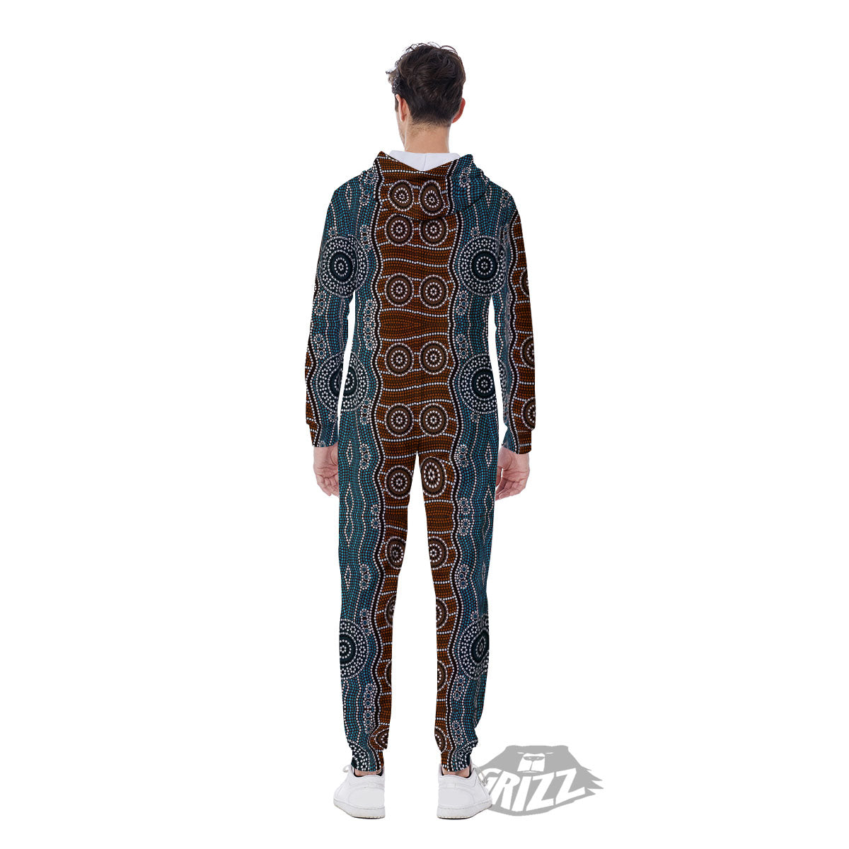 Aboriginal Dot Australia River Print Men's Jumpsuit-grizzshop