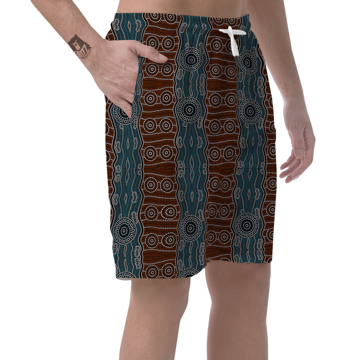 Aboriginal Dot Australia River Print Men's Shorts-grizzshop