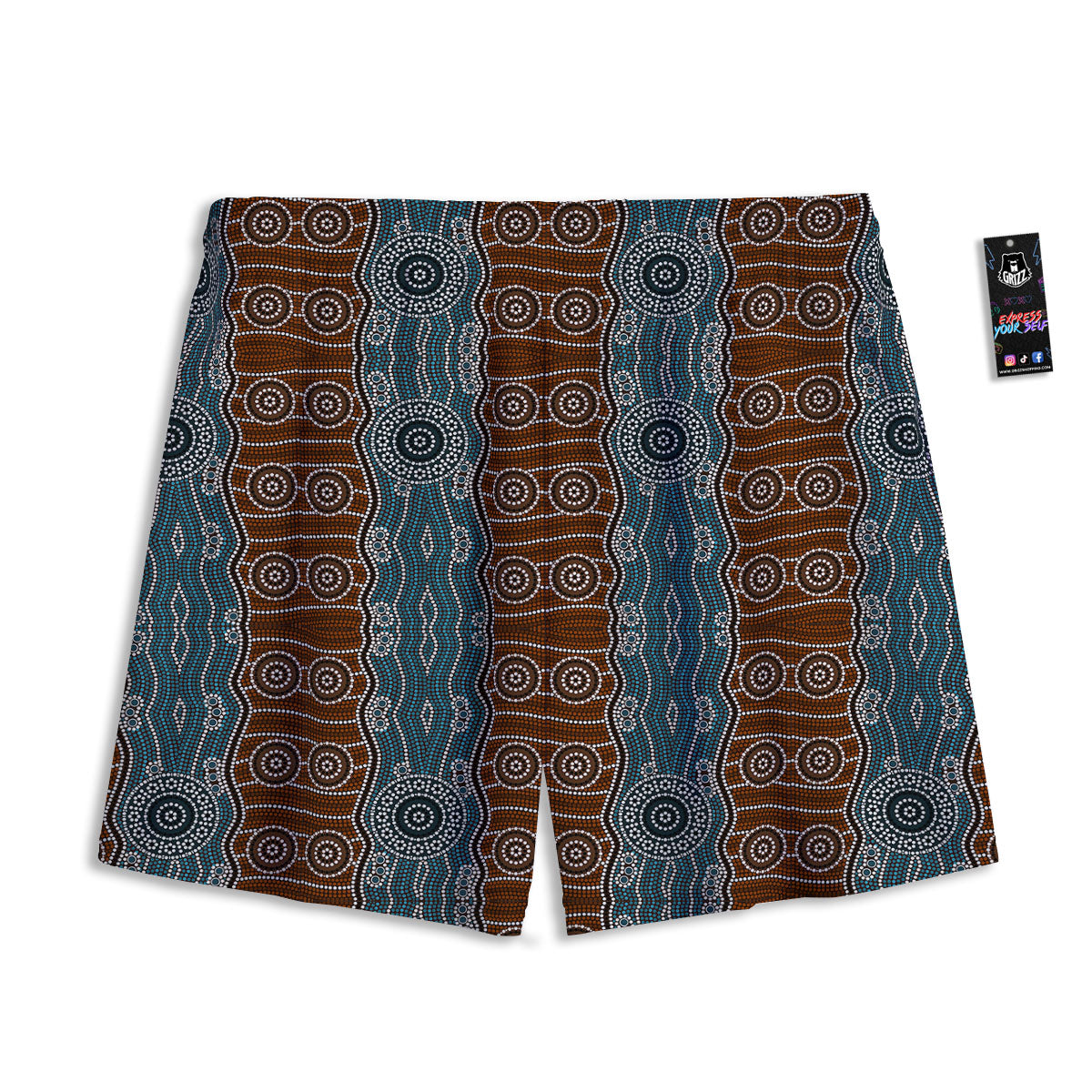 African Ethnic Green Print Mesh Shorts
