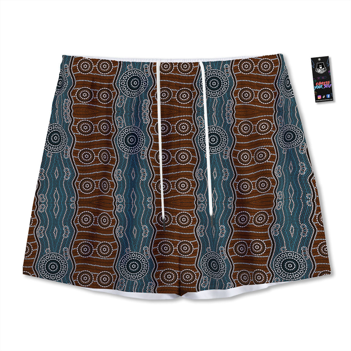African Ethnic Green Print Mesh Shorts