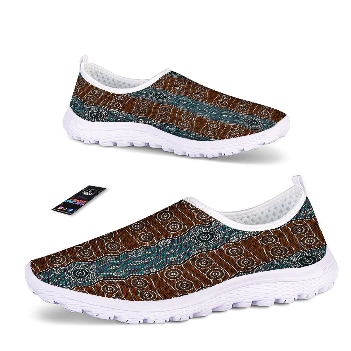 Aboriginal Dot Australia River Print Nurse Shoes-grizzshop