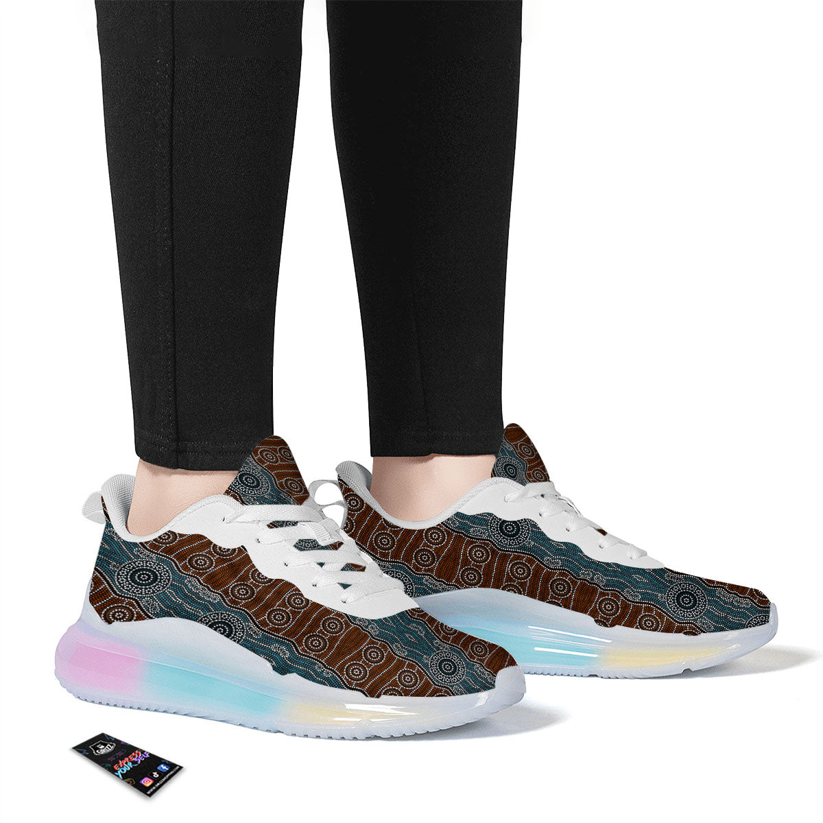 Aboriginal Dot Australia River Print Running Sneakers-grizzshop