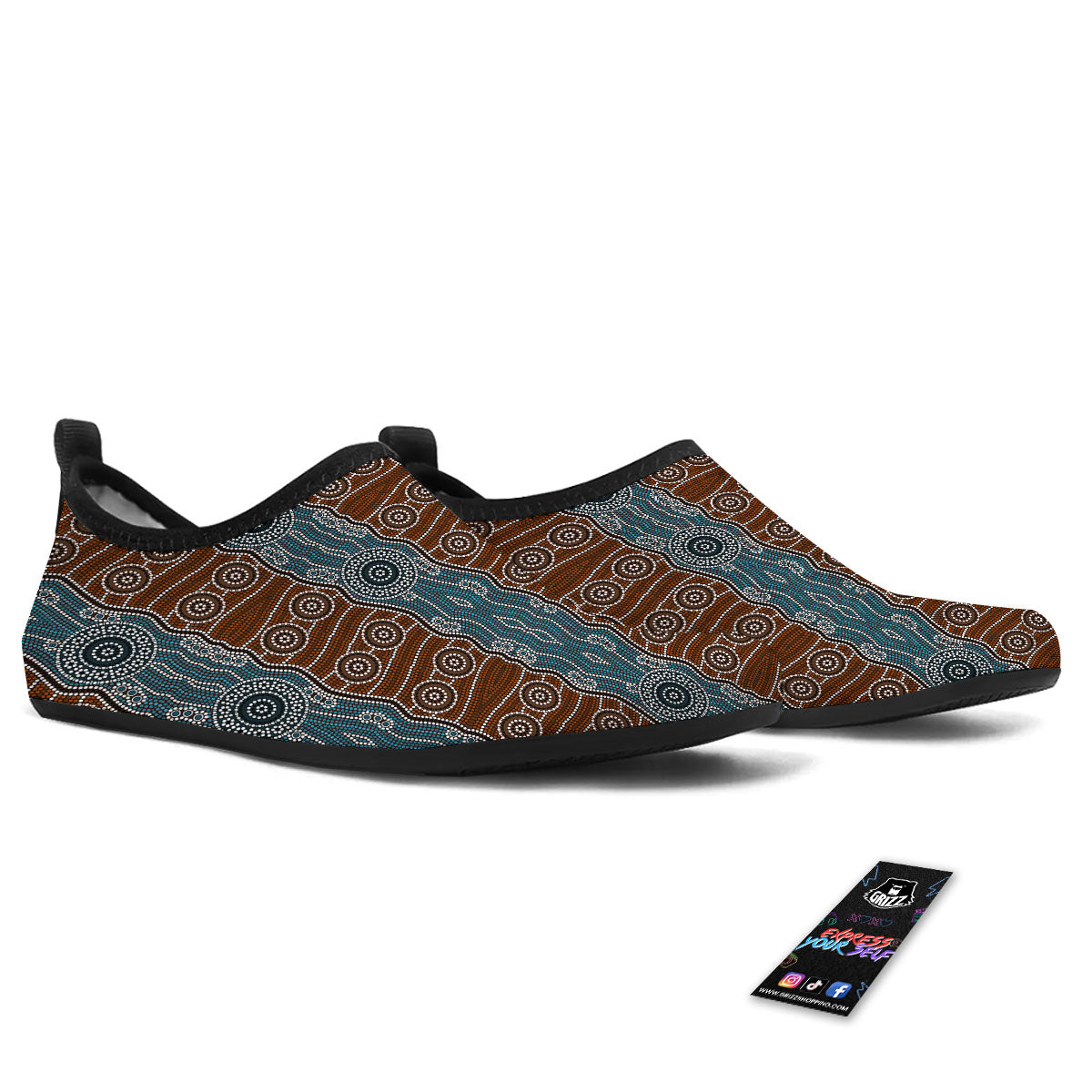 Aboriginal Dot Australia River Print Water Shoes-grizzshop