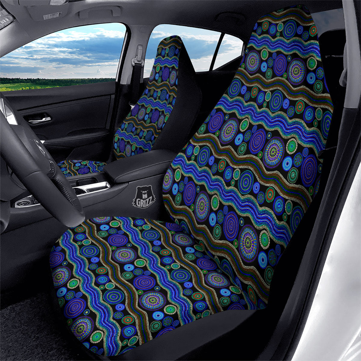 Aboriginal Dot Australian Print Car Seat Covers-grizzshop