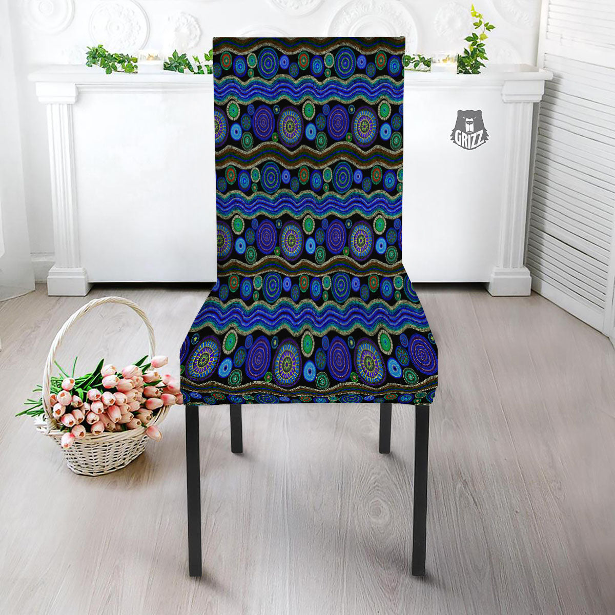 Aboriginal Dot Australian Print Dining Chair Slipcover-grizzshop
