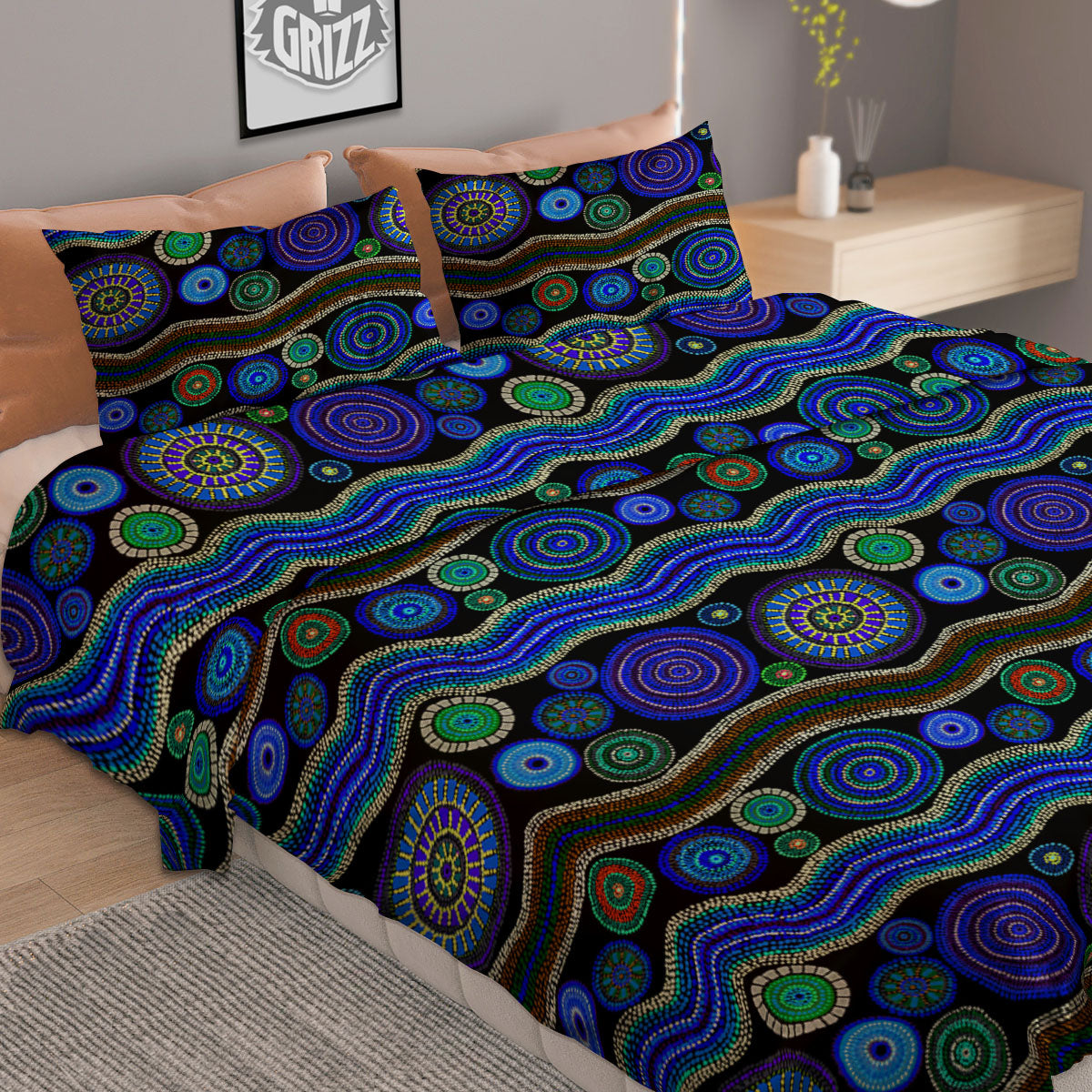 Aboriginal Dot Australian Print Duvet Cover Bedding Set
