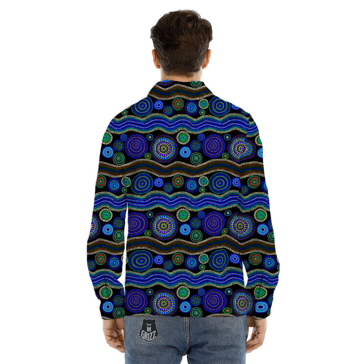 Aboriginal Dot Australian Print Men's Dress Shirts-grizzshop