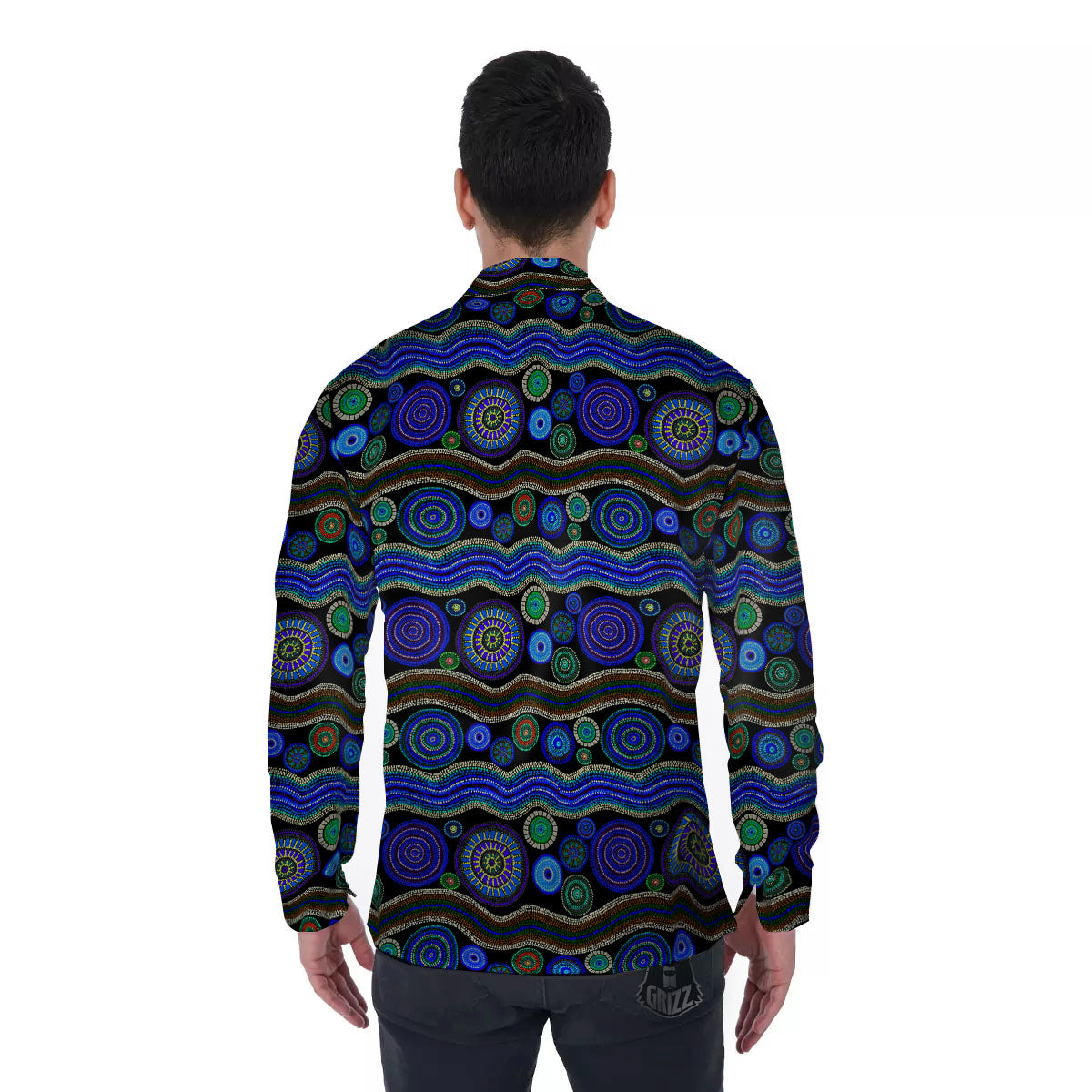Aboriginal Dot Australian Print Men's Long Sleeve Shirts-grizzshop