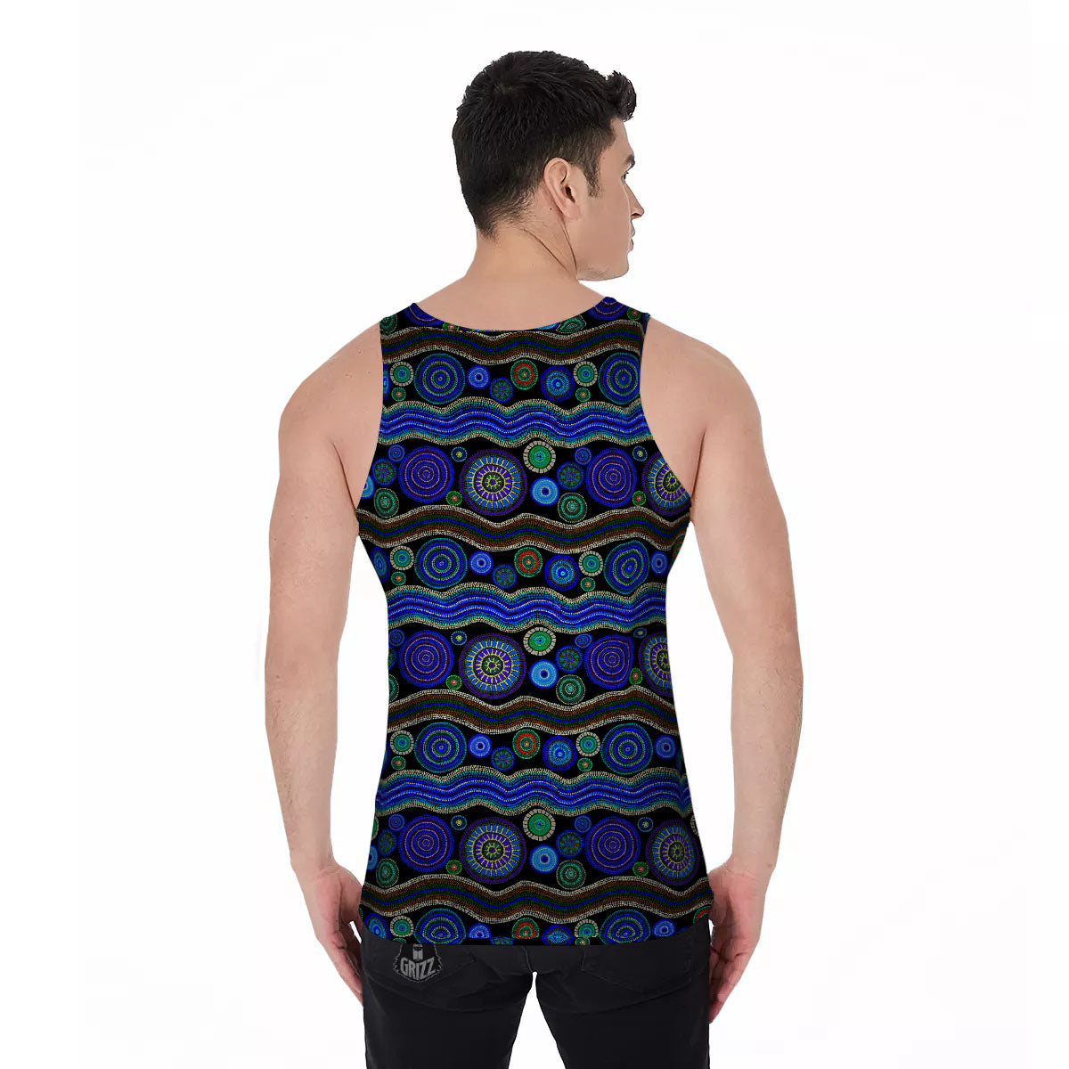 Aboriginal Dot Australian Print Men's Tank Top-grizzshop