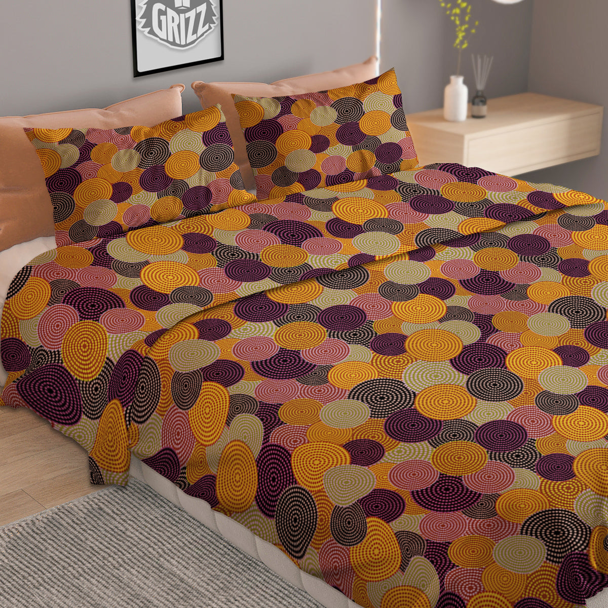 Aboriginal Dot Australian Print Pattern Duvet Cover Bedding Set