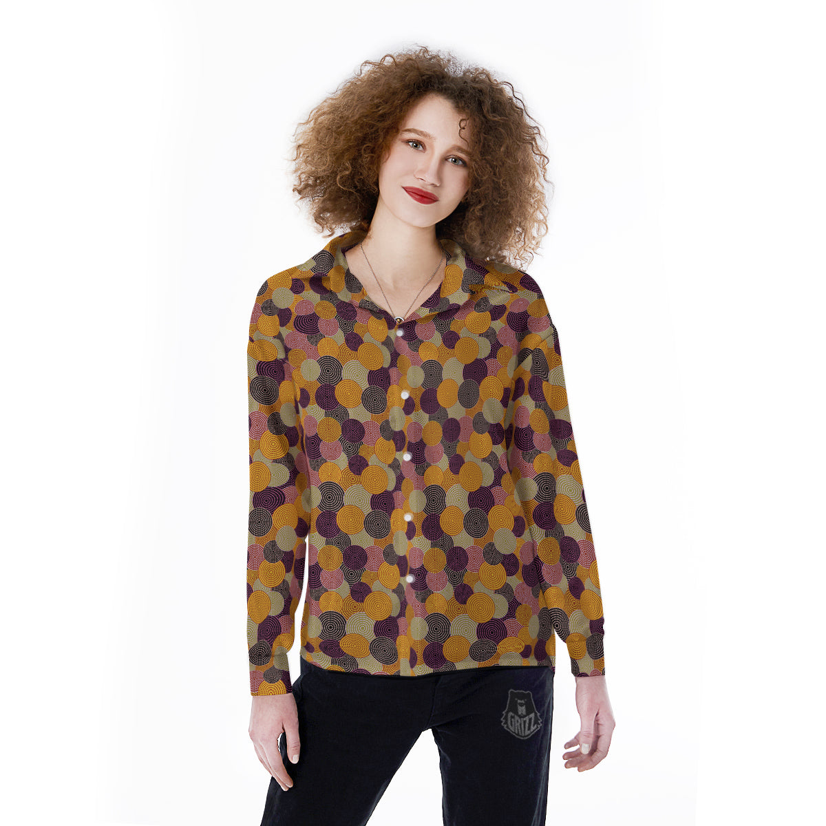 Aboriginal Dot Australian Print Pattern Women's Long Sleeve Shirts-grizzshop