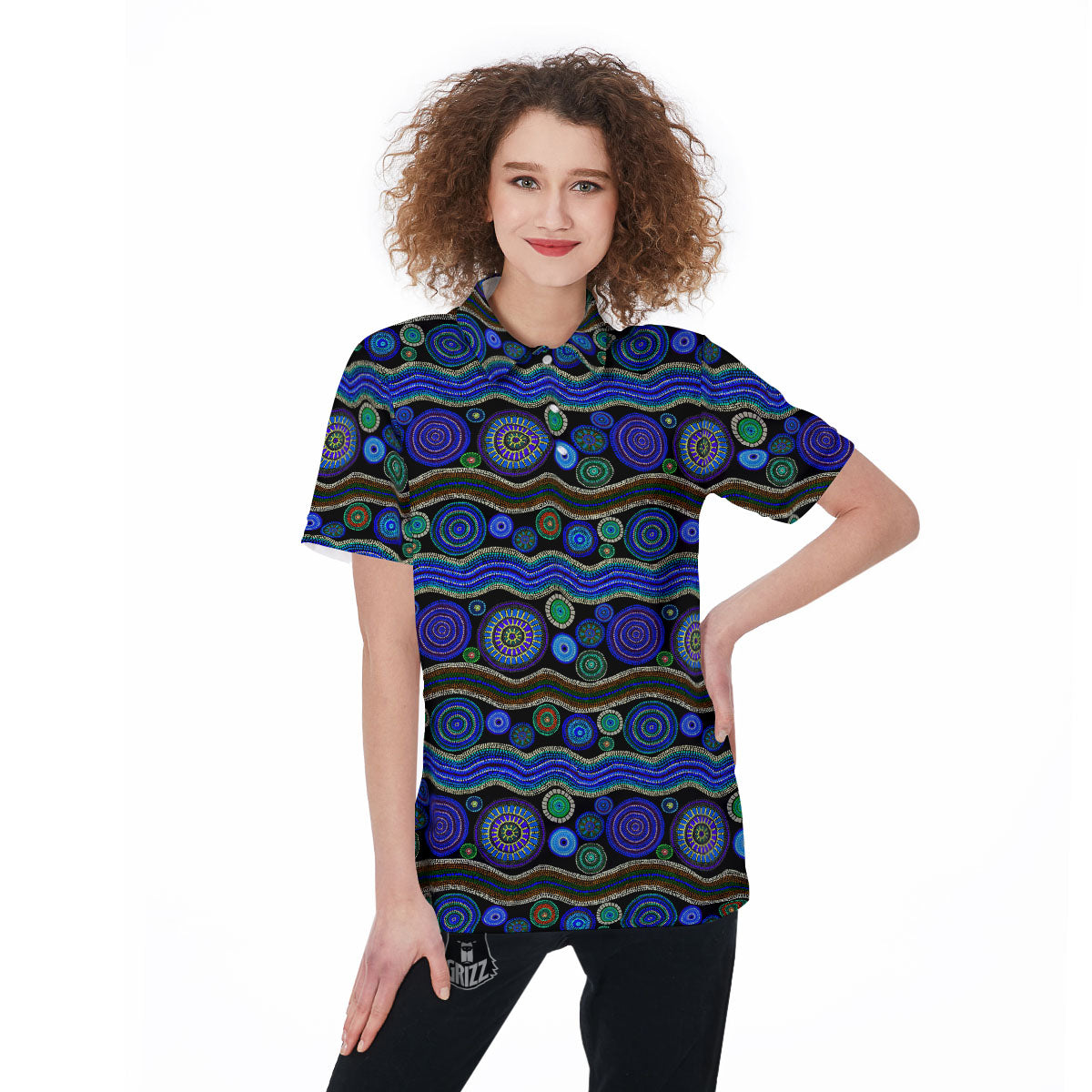 Aboriginal Dot Australian Print Women's Golf Shirts-grizzshop
