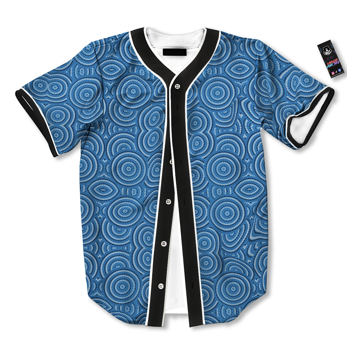 Aboriginal Dot Blue Print Pattern Baseball Jersey-grizzshop