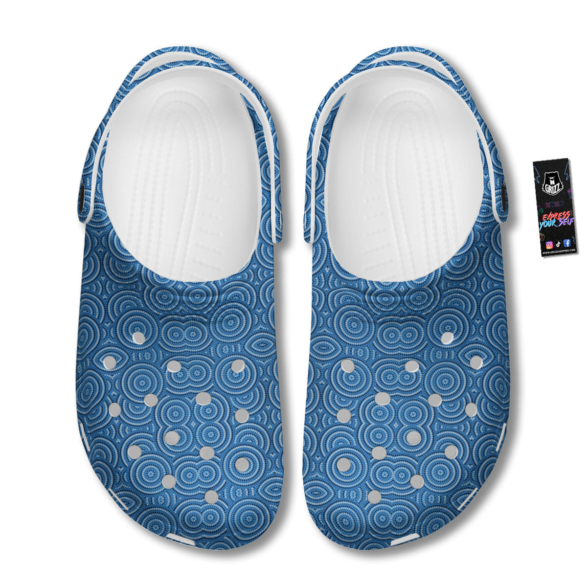Aboriginal Dot Blue Print Pattern Clog-grizzshop
