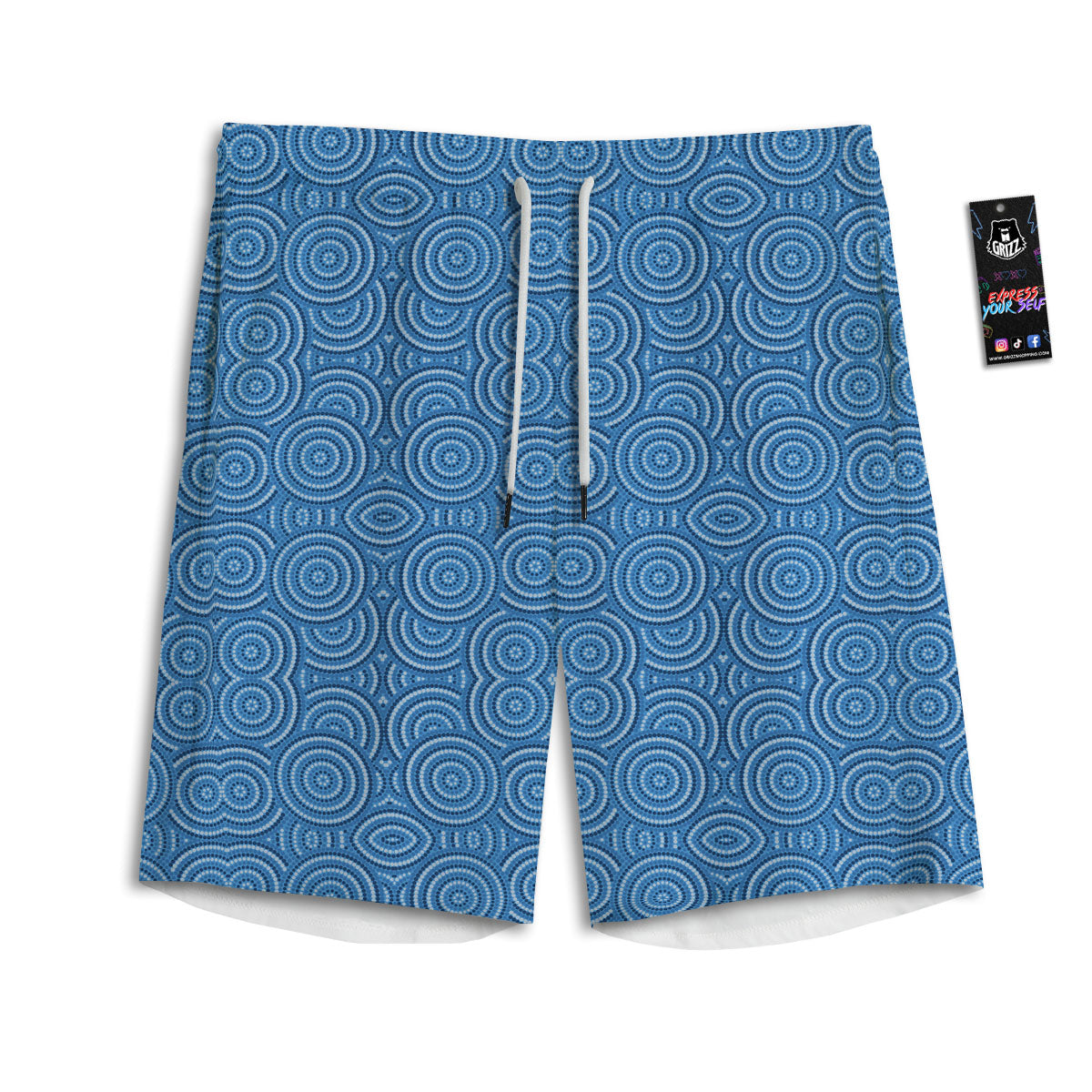 Aboriginal Dot Blue Print Pattern Men's Athletic Shorts