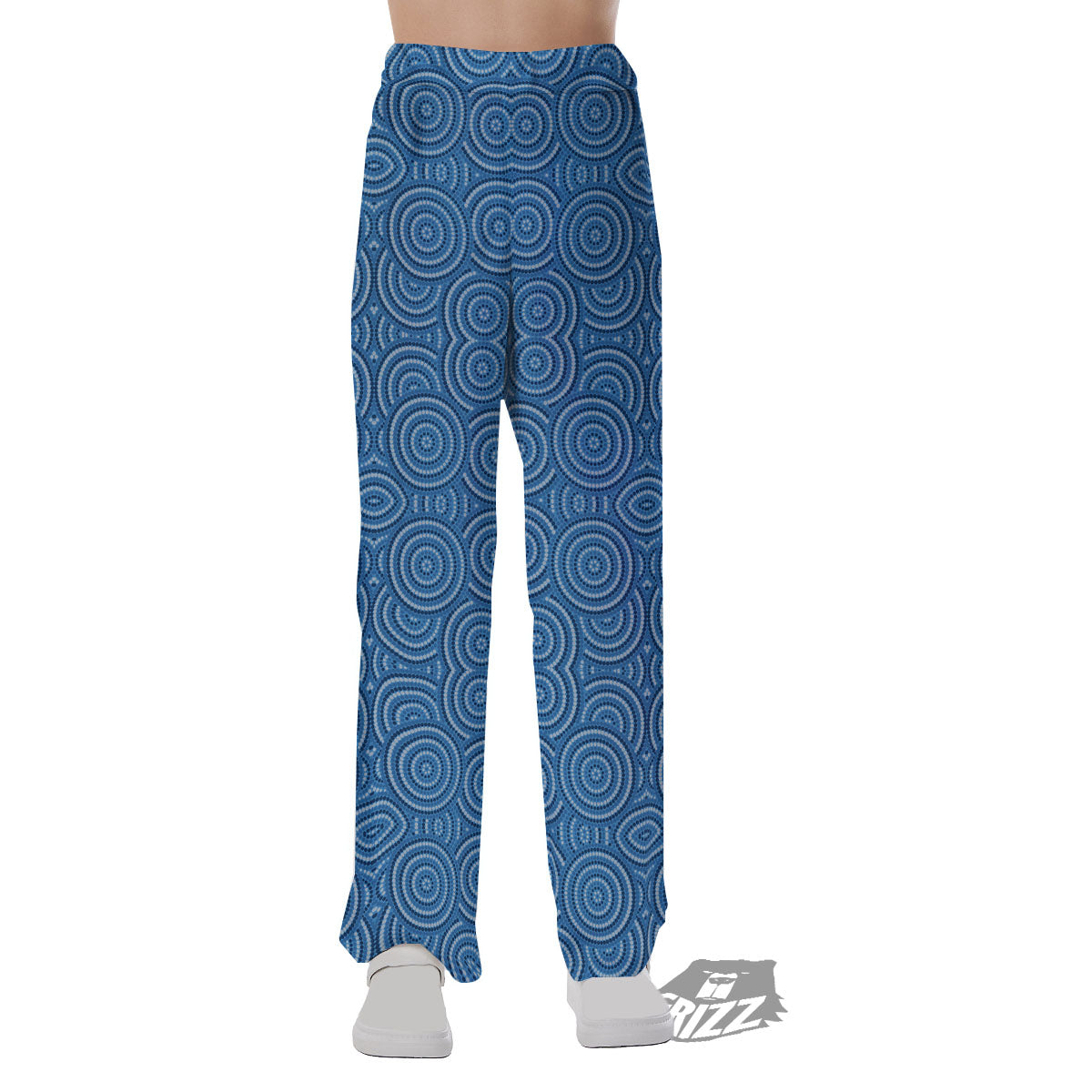 Aboriginal Dot Blue Print Pattern Pajama Pants-grizzshop