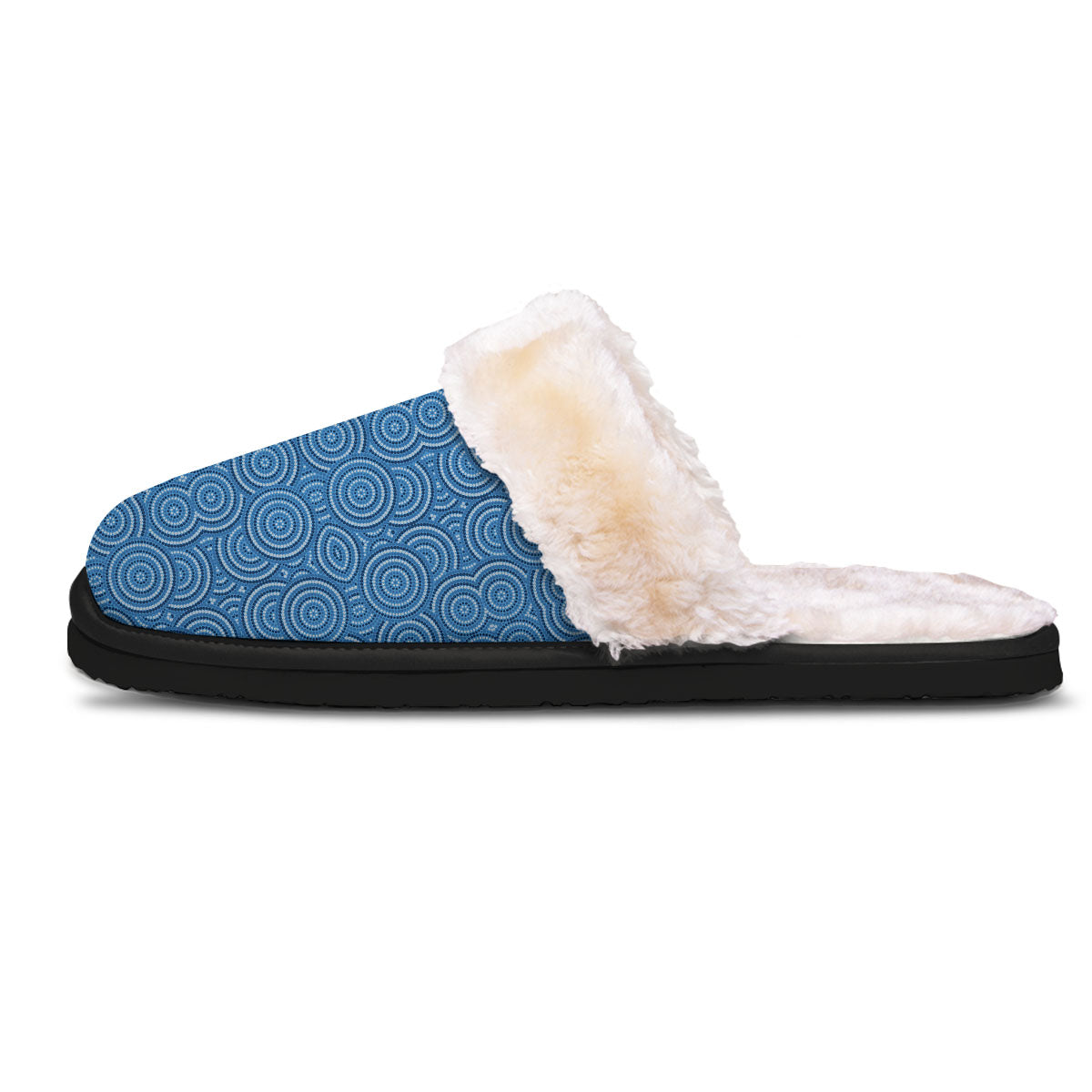 Aboriginal Dot Blue Print Pattern Slippers-grizzshop