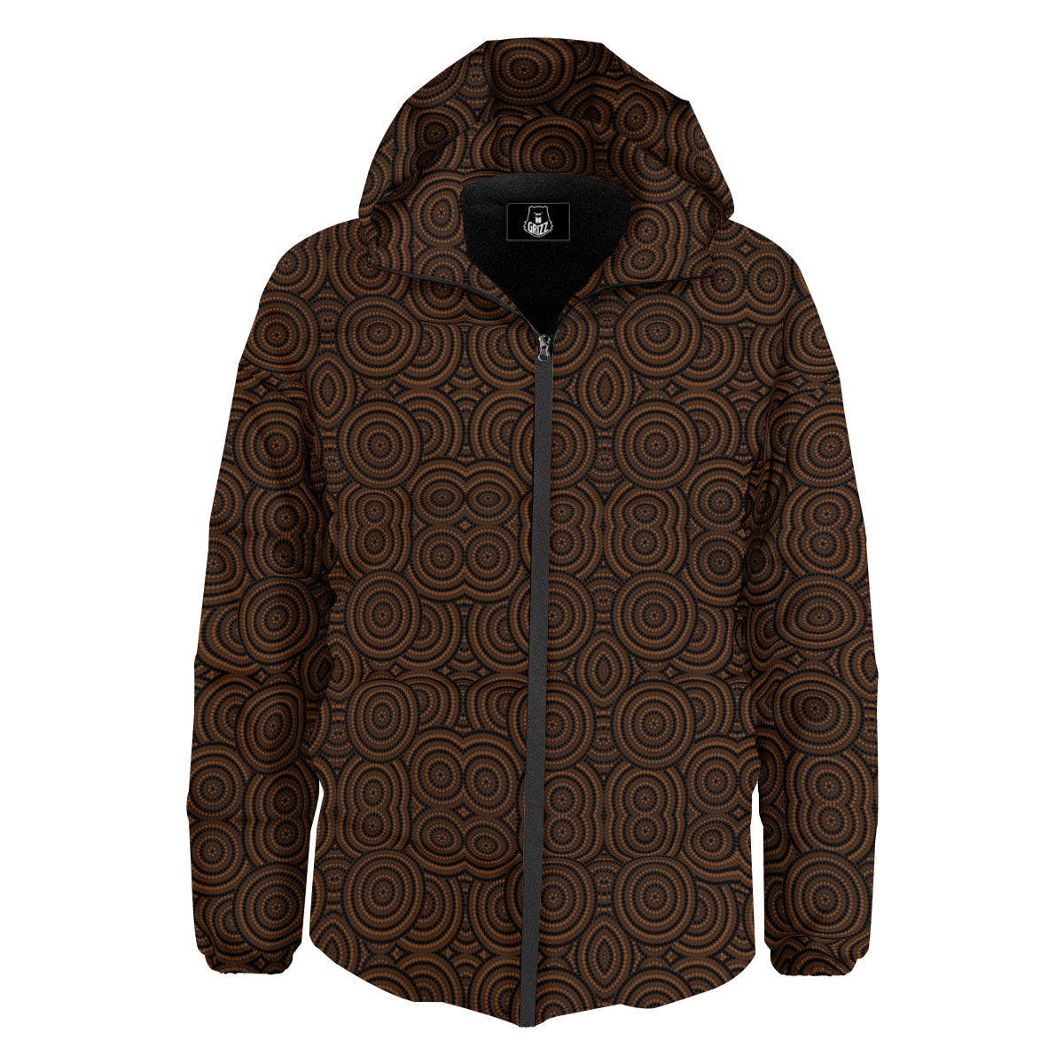 Aboriginal Dot Brown Print Pattern Down Jacket-grizzshop