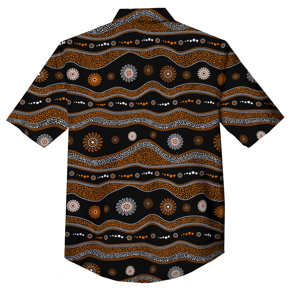 Aboriginal Orange And White Art Print Pattern Button Up Shirt-grizzshop