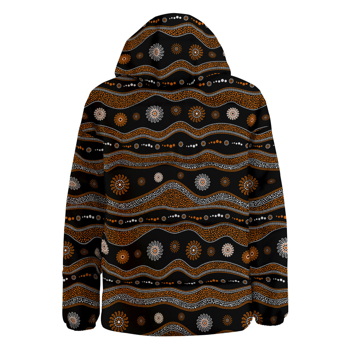 Aboriginal Orange And White Art Print Pattern Down Jacket-grizzshop