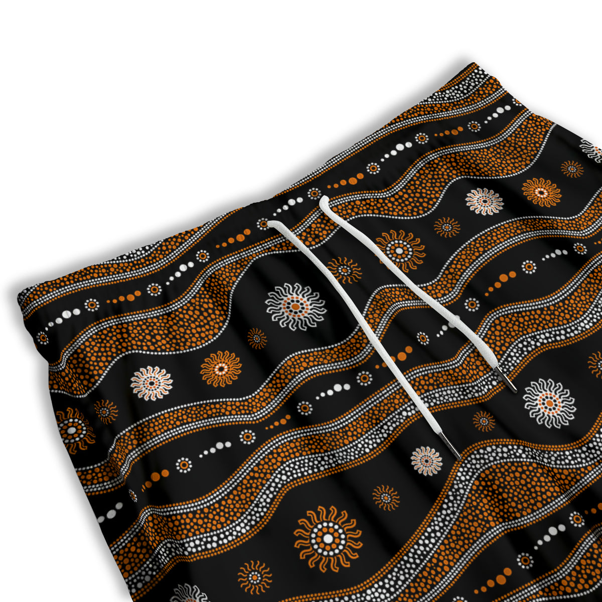 Aboriginal Orange And White Art Print Pattern Men's Athletic Shorts