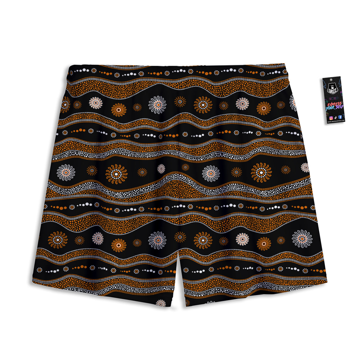Aboriginal Orange And White Art Print Pattern Mesh Shorts
