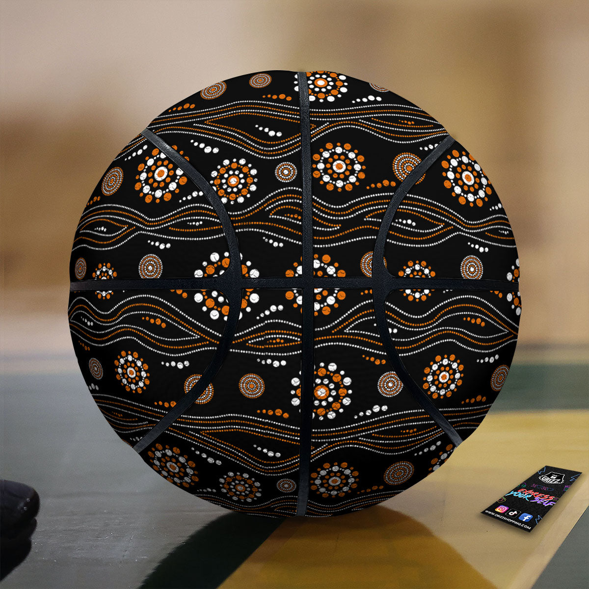 Aboriginal Orange And White Dot Print Pattern Basketball