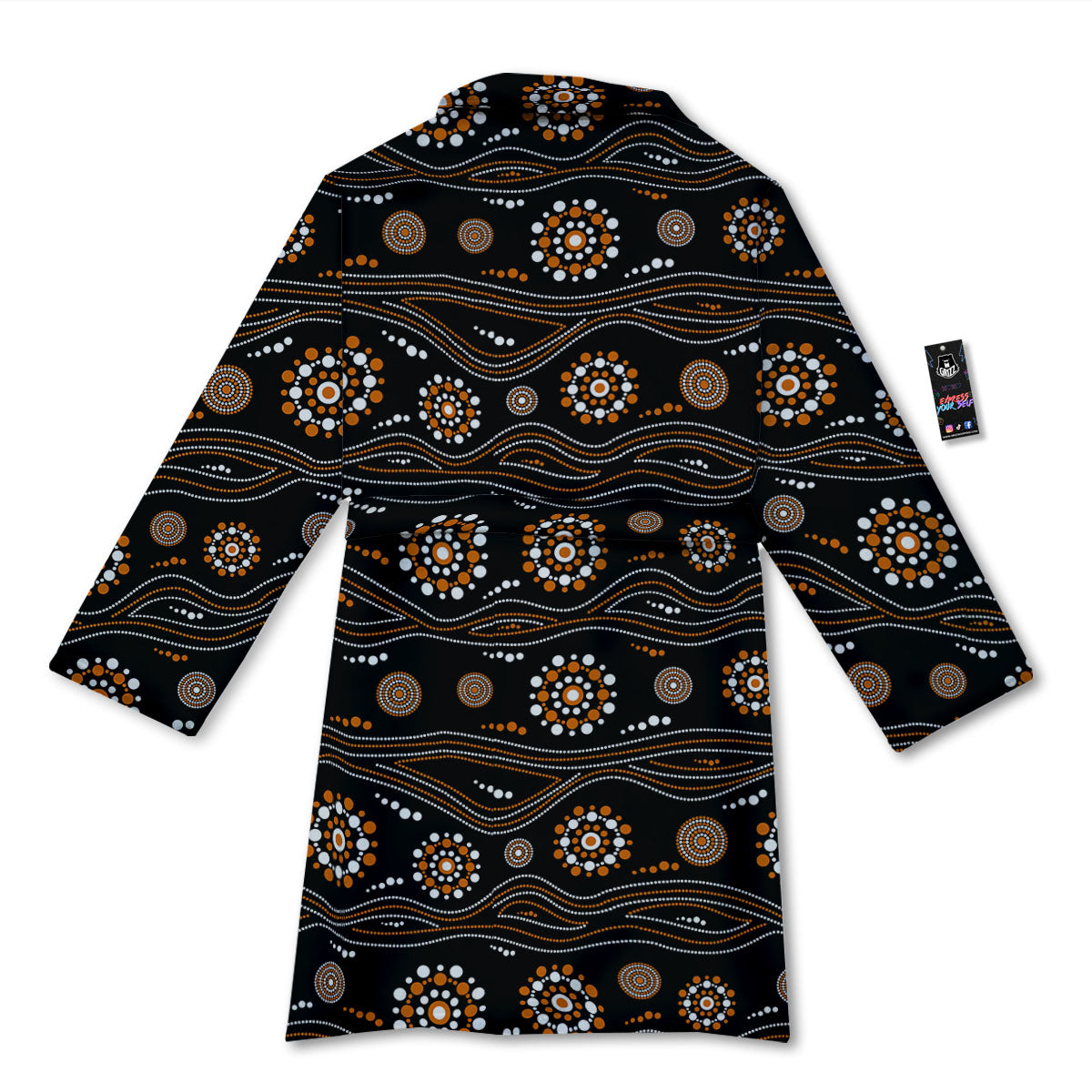 Aboriginal Orange And White Dot Print Pattern Bathrobe-grizzshop
